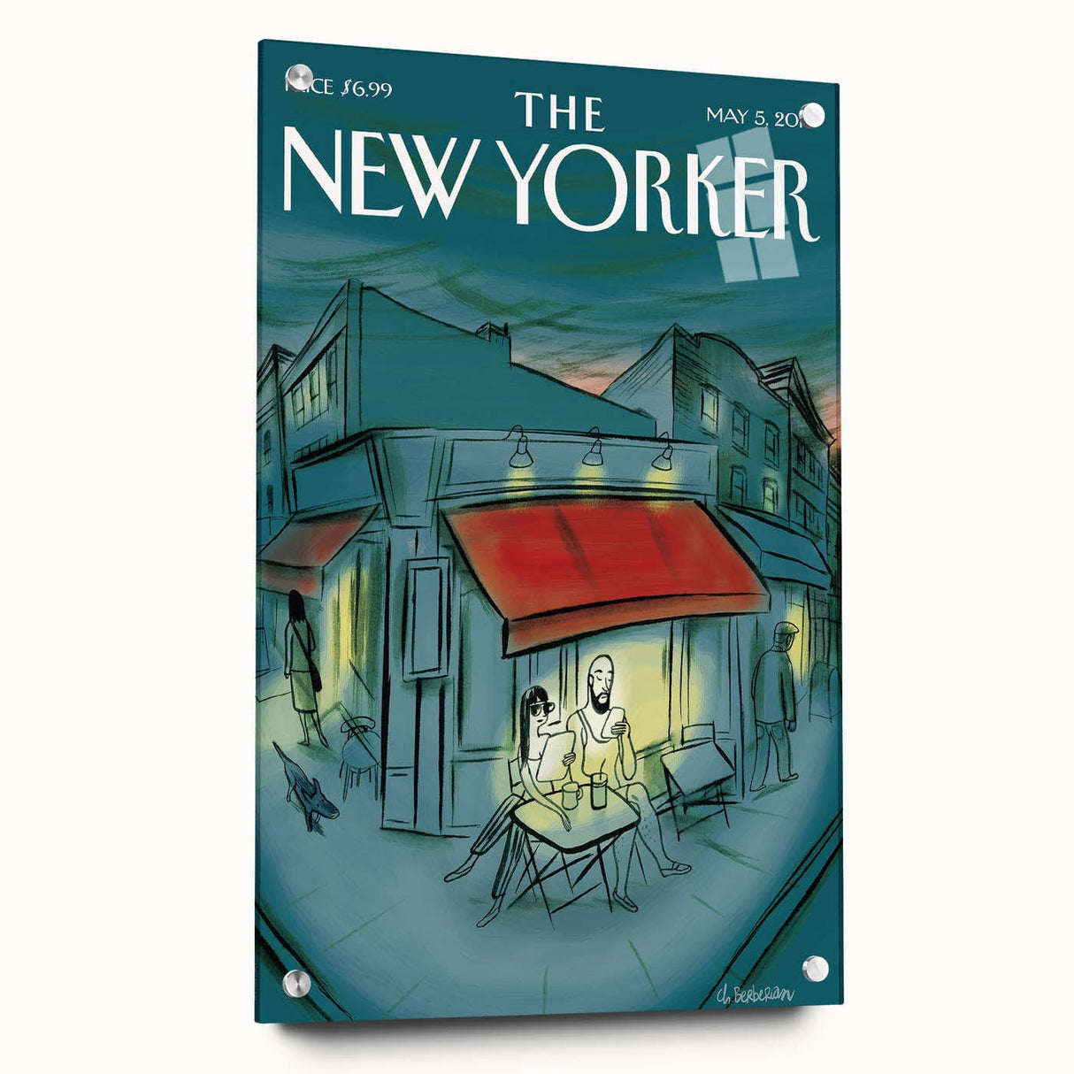 Vintage New Yorker Poster - Evening Cafe Scene Wall Art Print