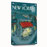 Vintage New Yorker Poster - Evening Cafe Scene Wall Art Print
