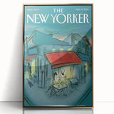 Vintage New Yorker Poster - Evening Cafe Scene Wall Art Print