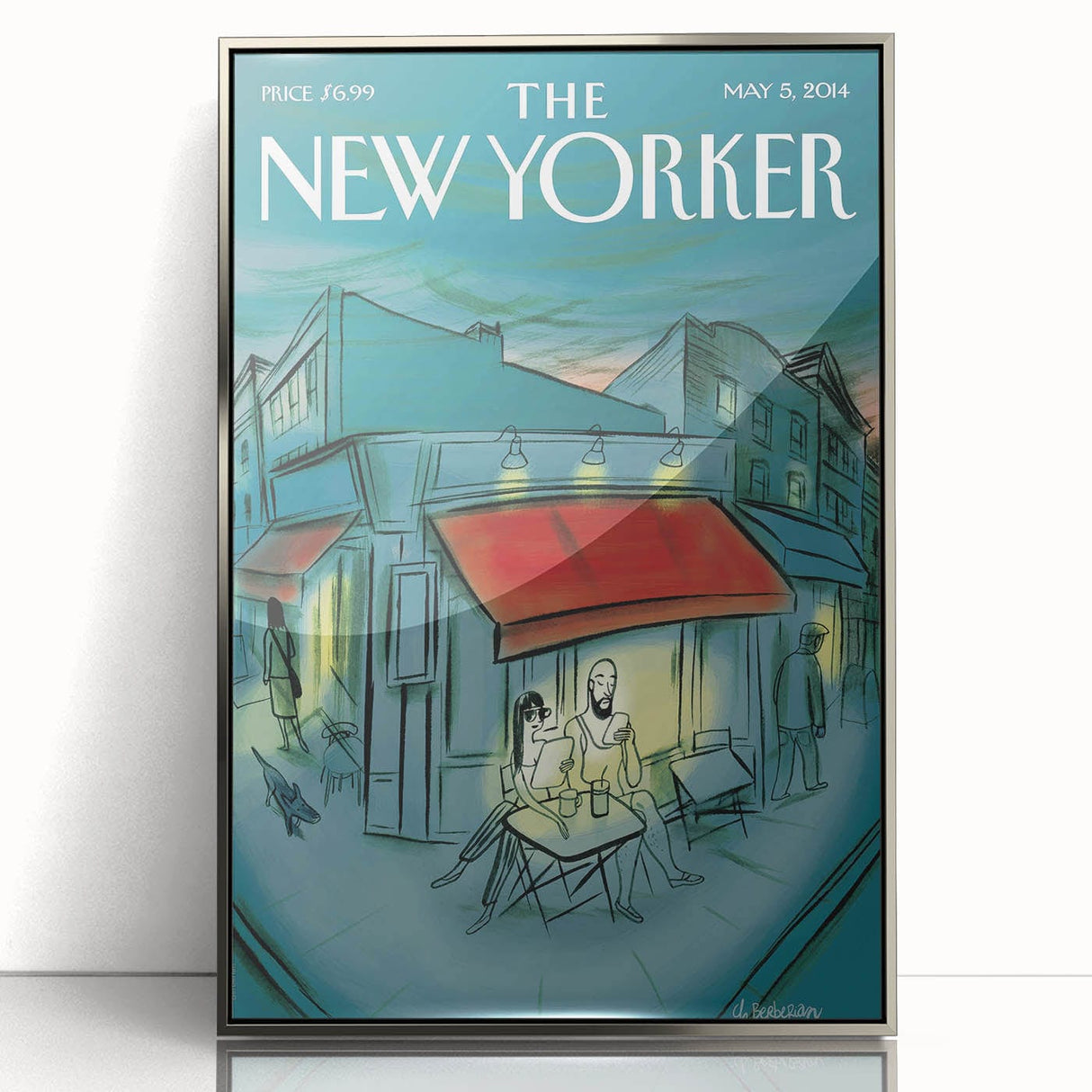 Vintage New Yorker Poster - Evening Cafe Scene Wall Art Print