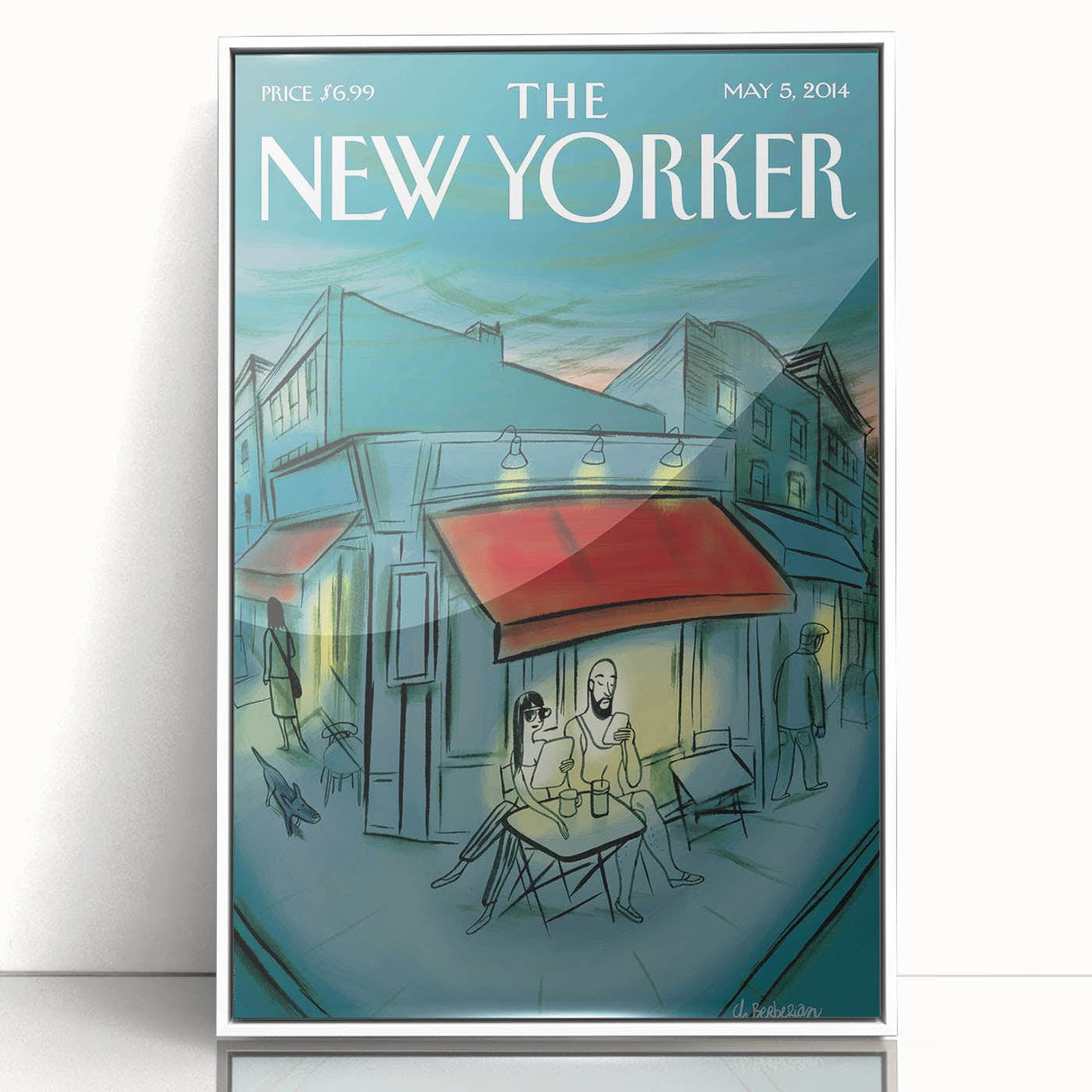 Vintage New Yorker Poster - Evening Cafe Scene Wall Art Print