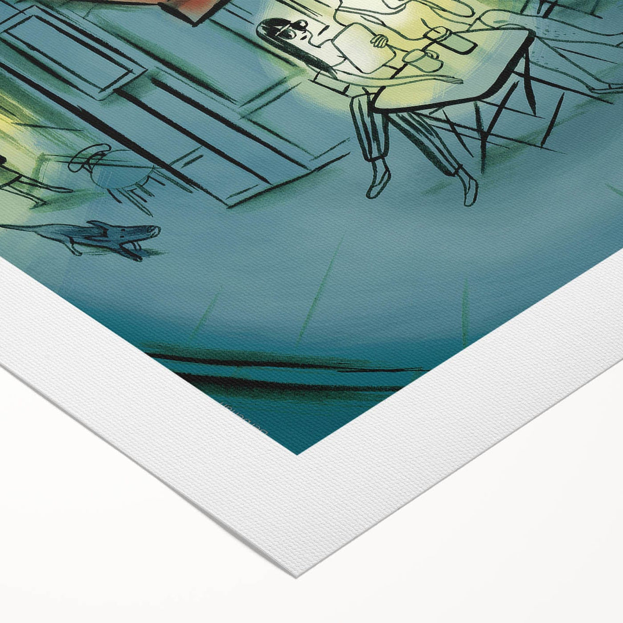 Vintage New Yorker Poster - Evening Cafe Scene Wall Art Print