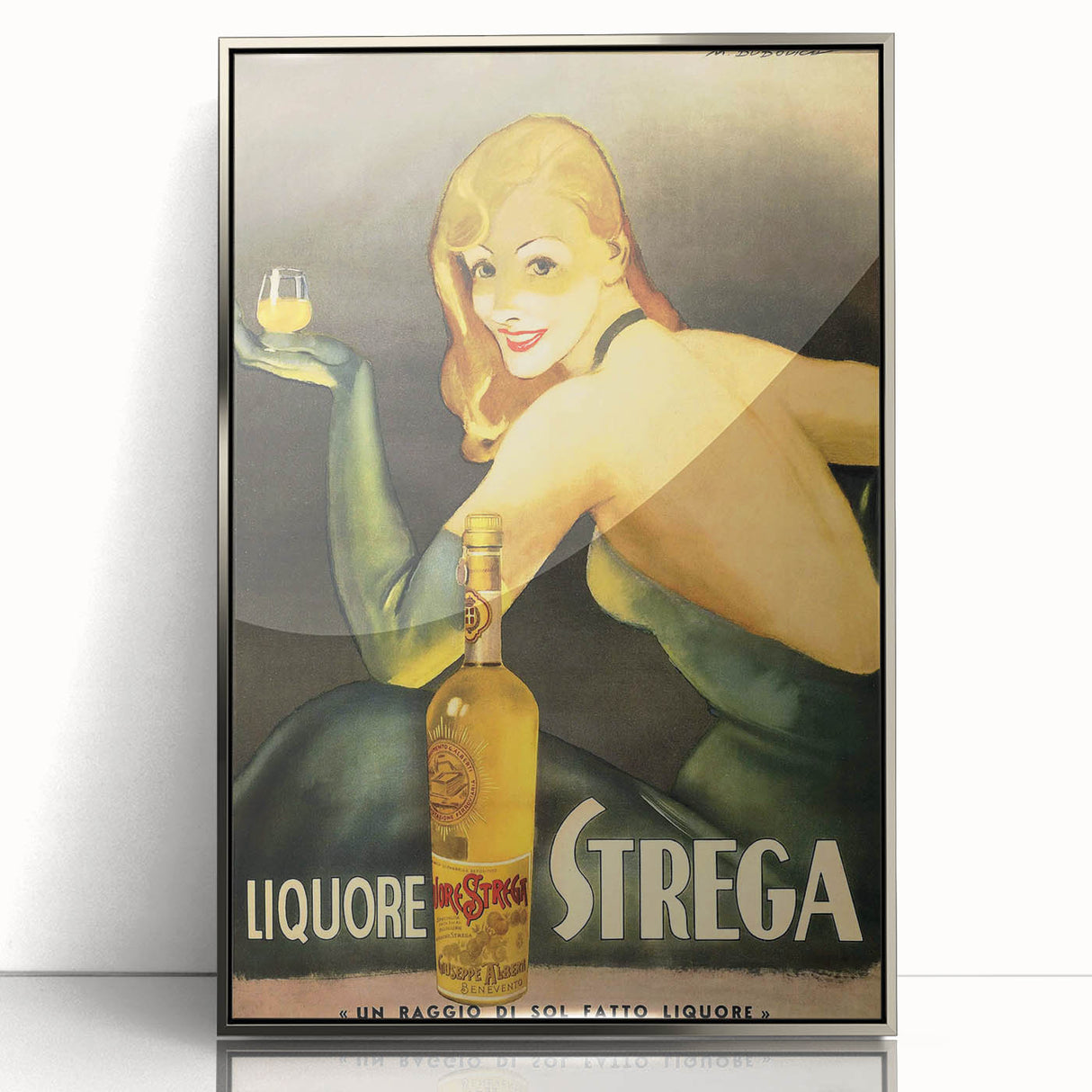 Vintage Strega Poster: Retro Liqueur Advertising Wall Art