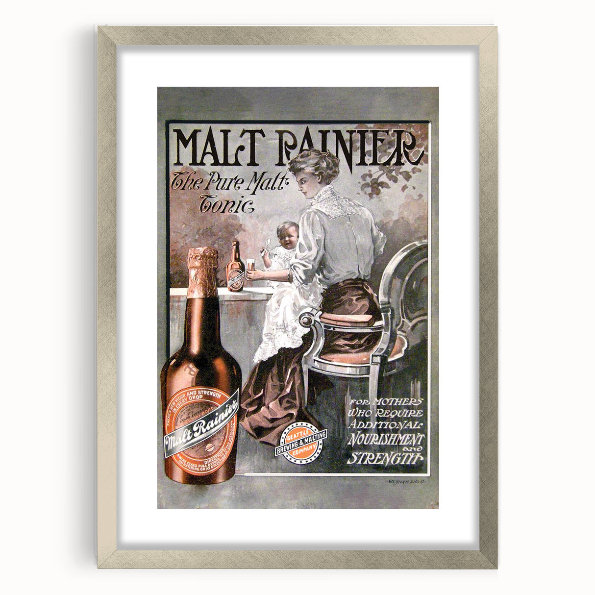 Vintage Malt Rainier Poster: Retro Advertising Wall Art
