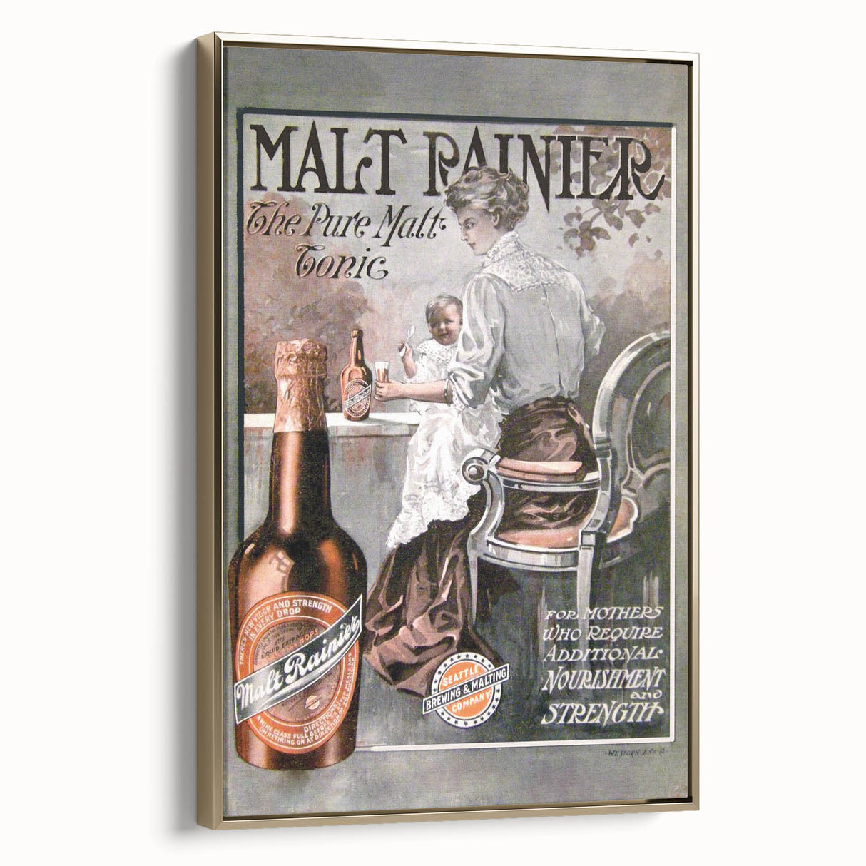 Vintage Malt Rainier Poster: Retro Advertising Wall Art