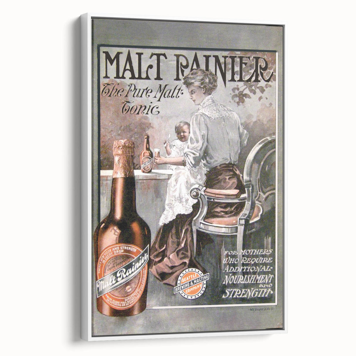 Vintage Malt Rainier Poster: Retro Advertising Wall Art