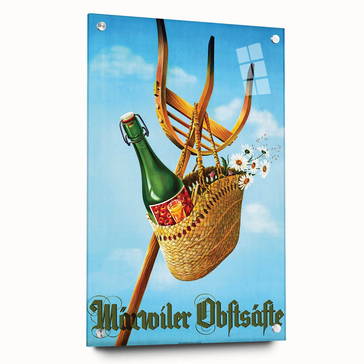 Vintage Märvoiler Obstsäfte Poster: Retro Beverage Advertising Art