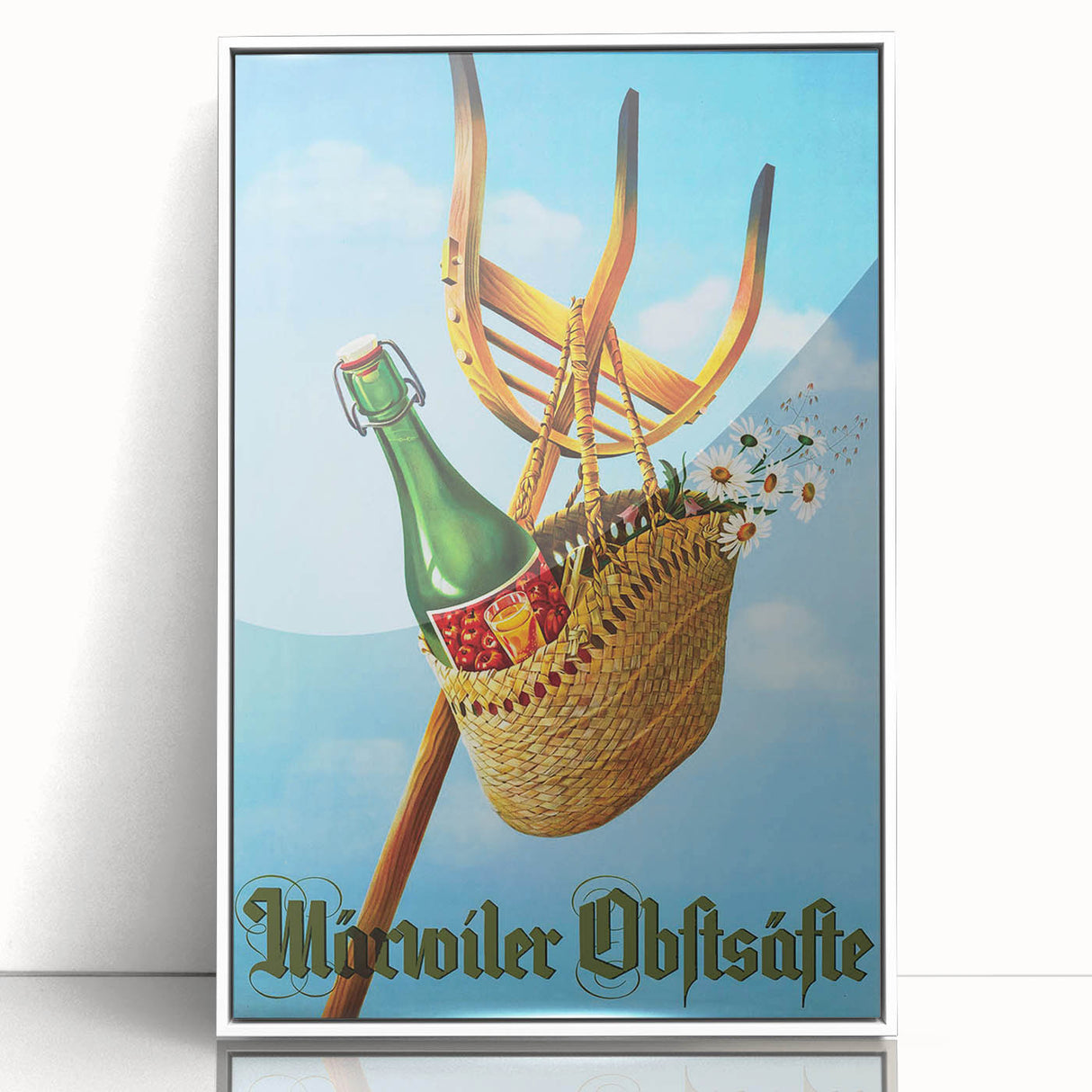 Vintage Märvoiler Obstsäfte Poster: Retro Beverage Advertising Art