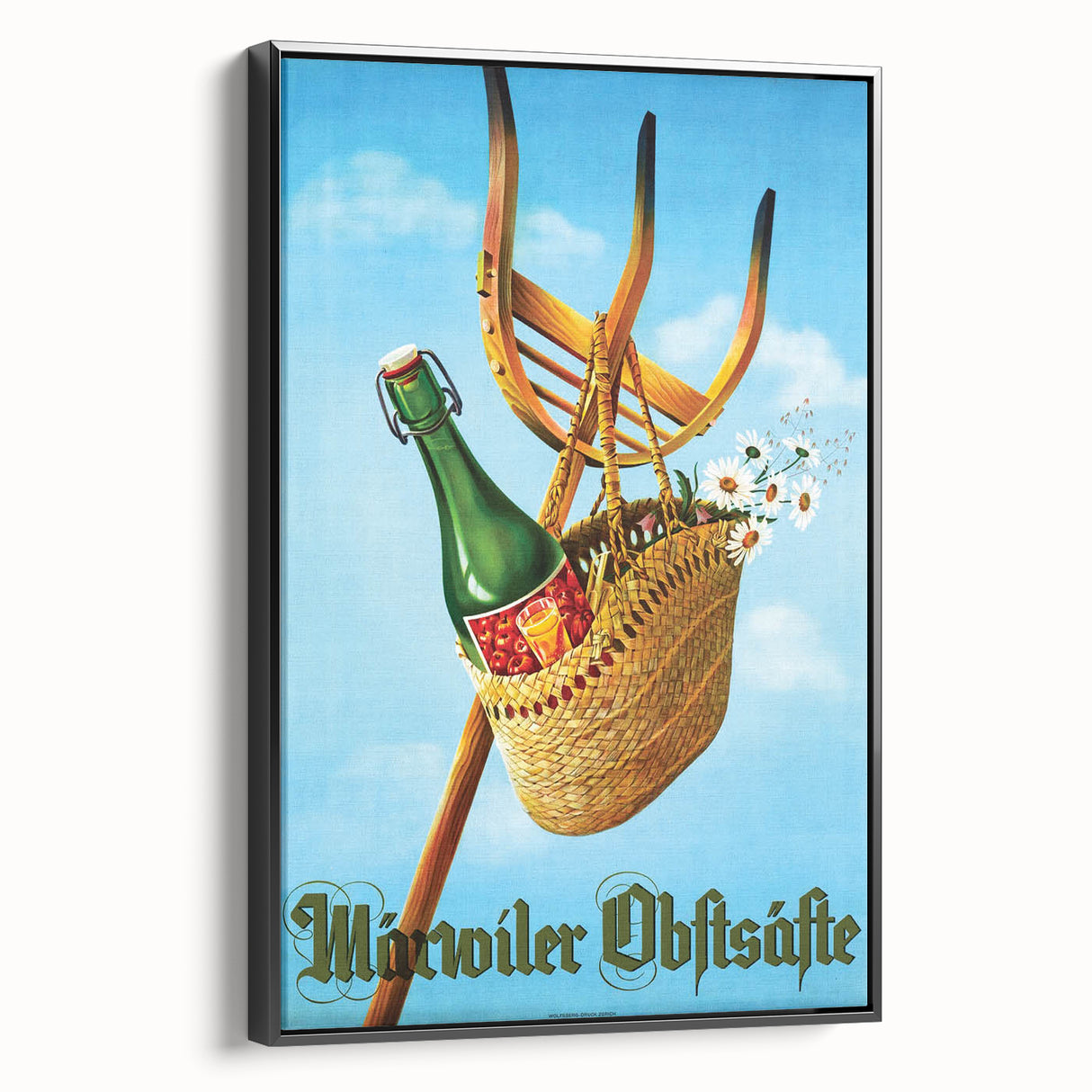 Vintage Märvoiler Obstsäfte Poster: Retro Beverage Advertising Art