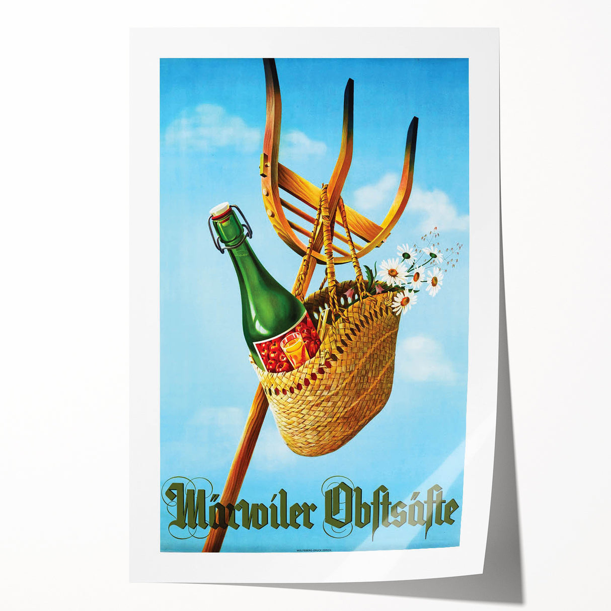 Vintage Märvoiler Obstsäfte Poster: Retro Beverage Advertising Art