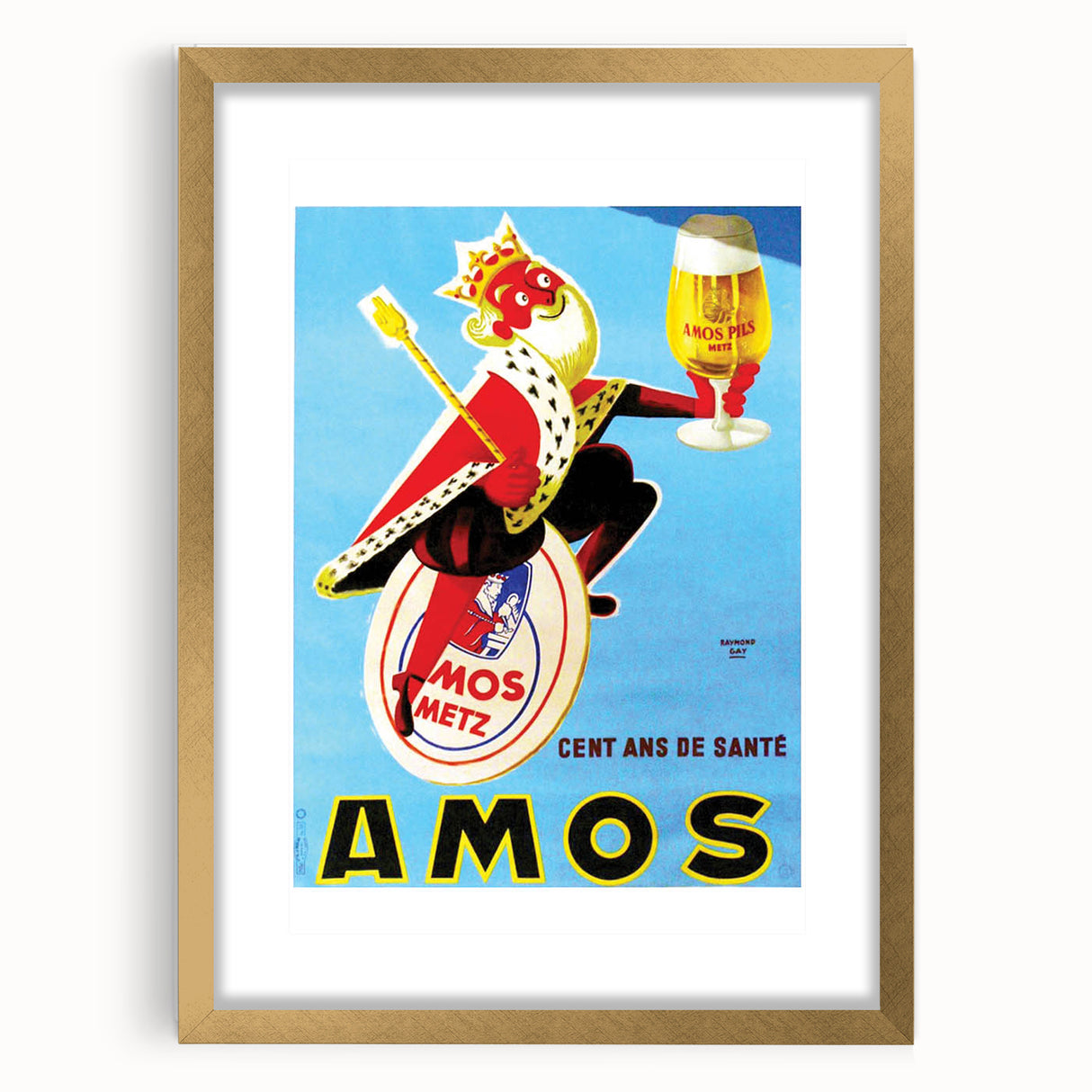 AMOS Pils Beer Poster: Retro King Advertising Wall Art