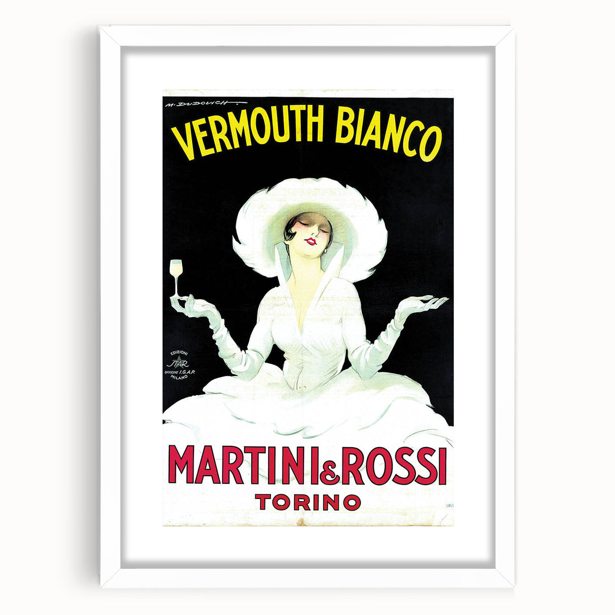 Vintage Martini Vermouth Bianco Poster: Retro Advertising Wall Art