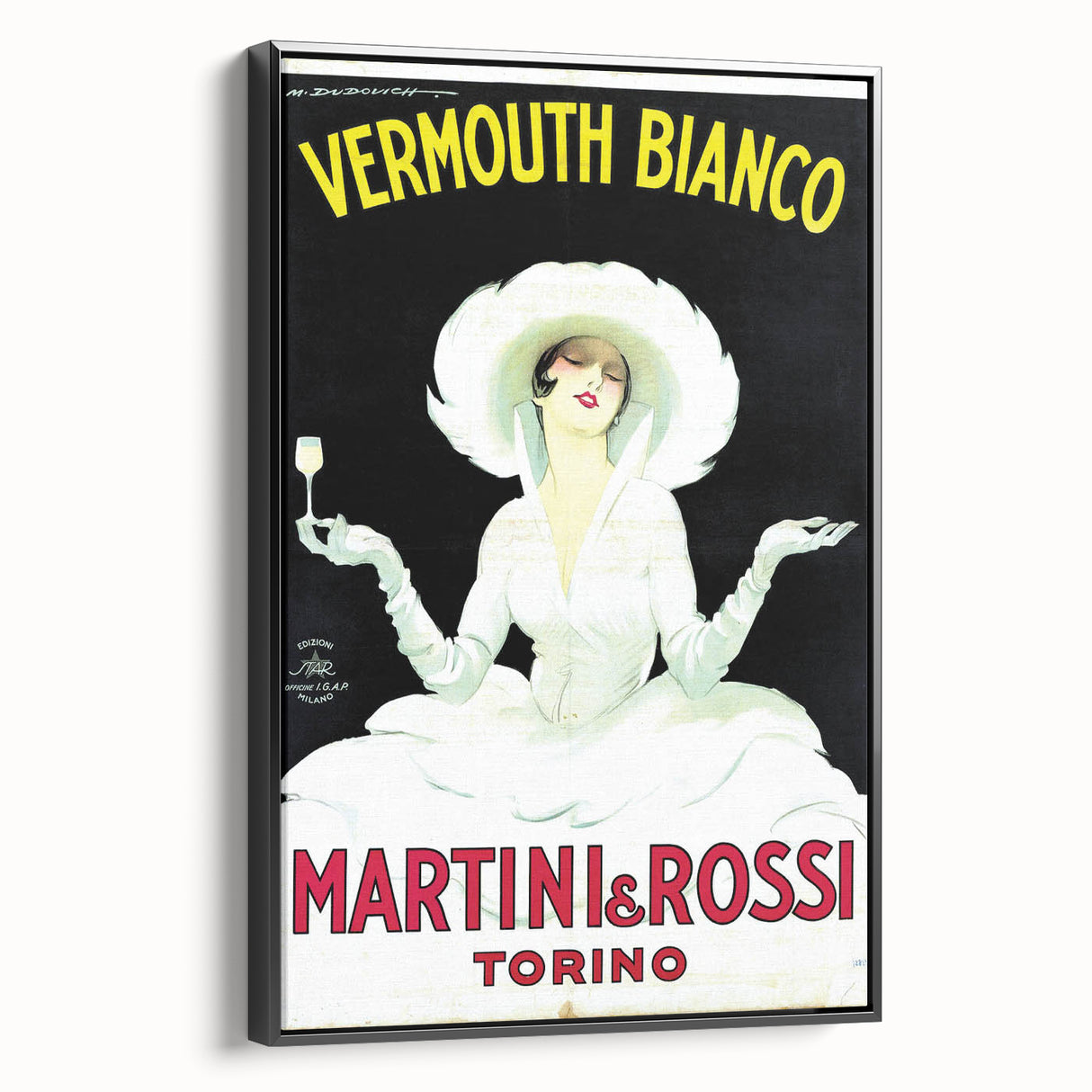Vintage Martini Vermouth Bianco Poster: Retro Advertising Wall Art