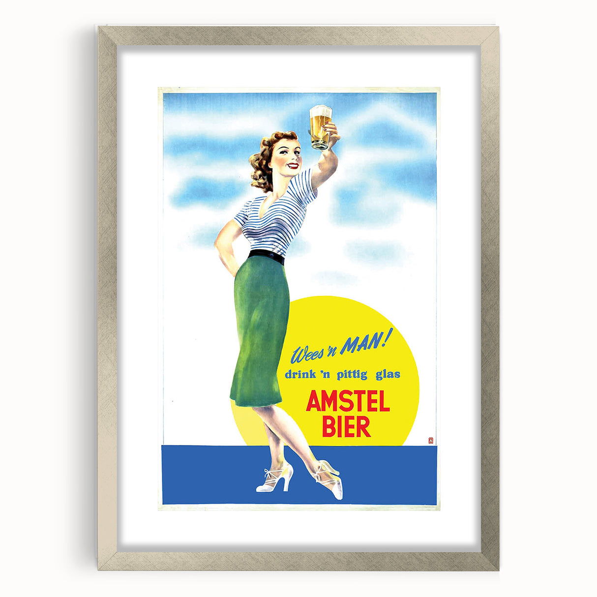 Amstel Bier Vintage Poster: Retro Beer Advertisement Wall Art