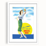 Amstel Bier Vintage Poster: Retro Beer Advertisement Wall Art