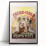 Vintage Fresh and Cold LAGER BEER Poster – Retro North Pole Advertising Art