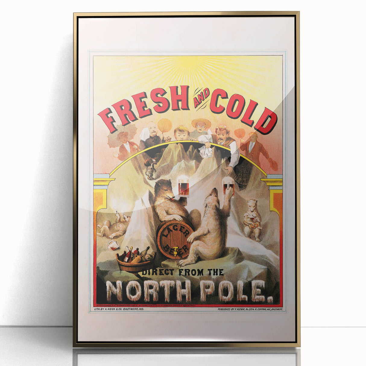 Vintage Fresh and Cold LAGER BEER Poster – Retro North Pole Advertising Art