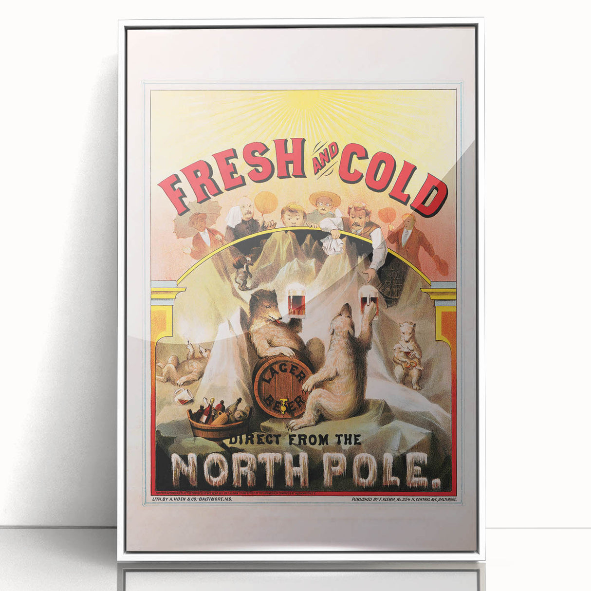 Vintage Fresh and Cold LAGER BEER Poster – Retro North Pole Advertising Art