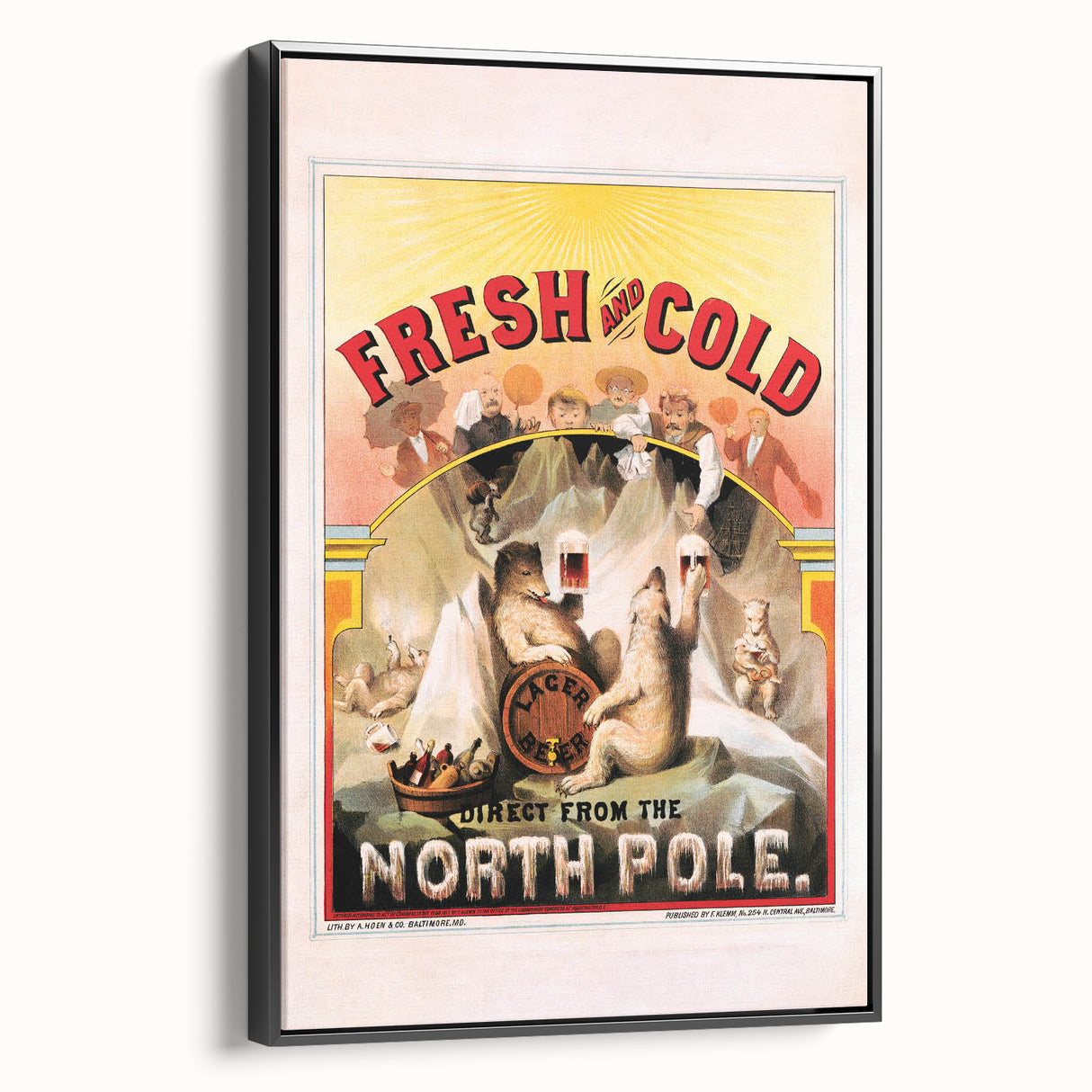 Vintage Fresh and Cold LAGER BEER Poster – Retro North Pole Advertising Art