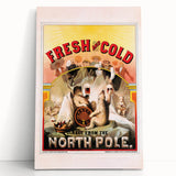 Vintage Fresh and Cold LAGER BEER Poster – Retro North Pole Advertising Art