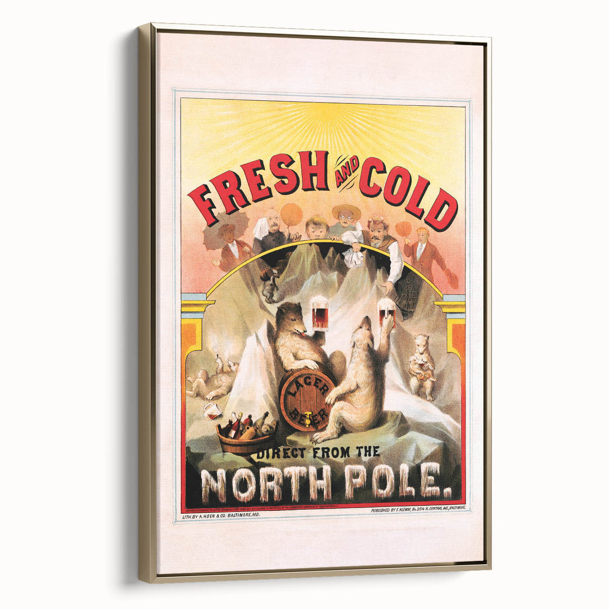 Vintage Fresh and Cold LAGER BEER Poster – Retro North Pole Advertising Art