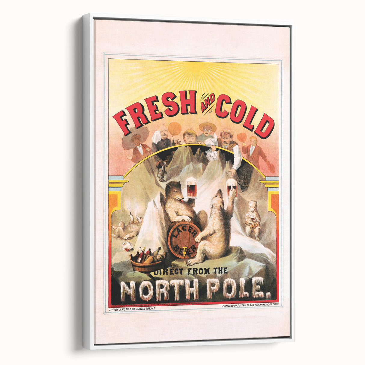 Vintage Fresh and Cold LAGER BEER Poster – Retro North Pole Advertising Art