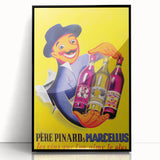 Vintage Père Pinard & Marcellus Wine Poster – Retro Ad Wall Art