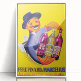 Vintage Père Pinard & Marcellus Wine Poster – Retro Ad Wall Art