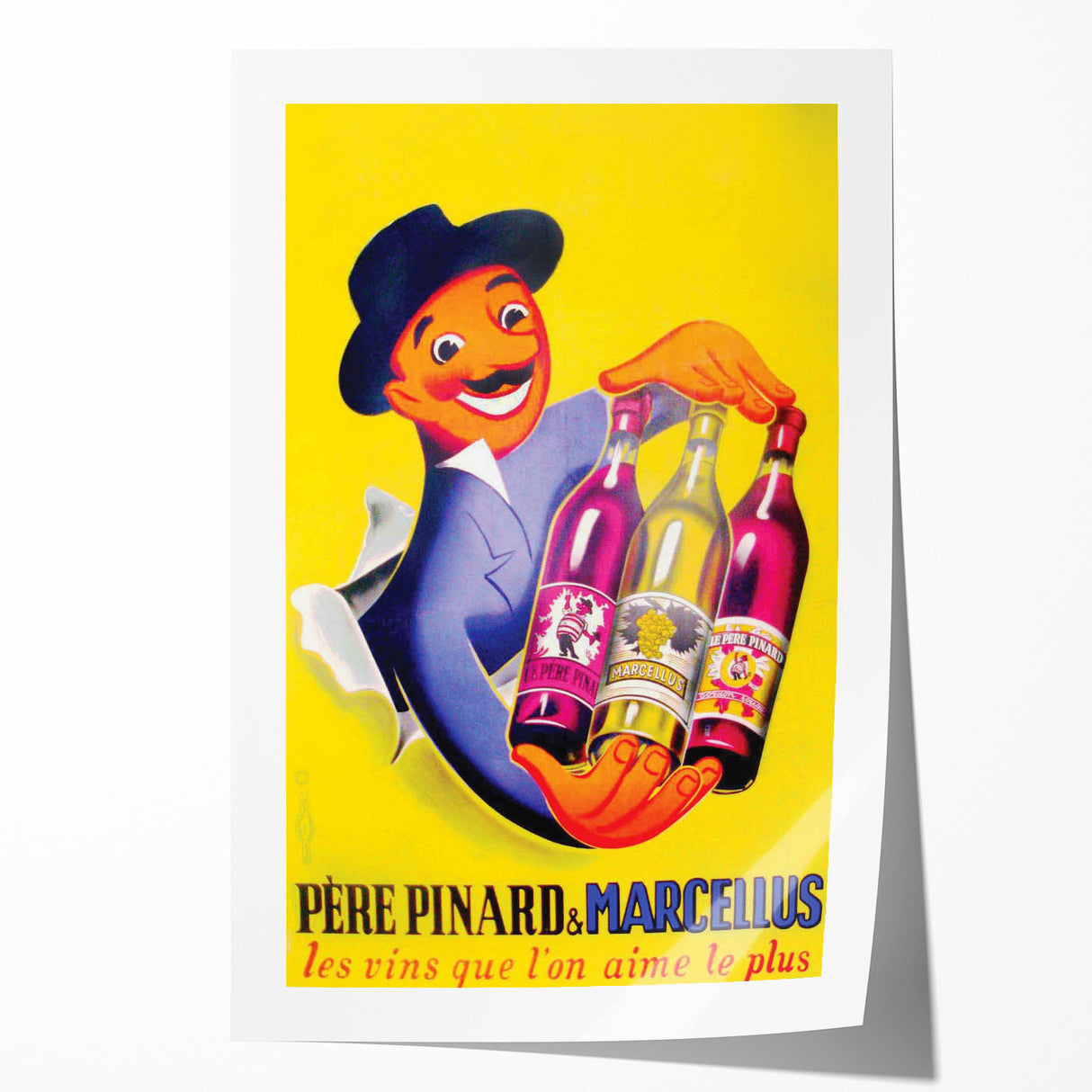 Vintage Père Pinard & Marcellus Wine Poster – Retro Ad Wall Art