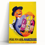 Vintage Père Pinard & Marcellus Wine Poster – Retro Ad Wall Art