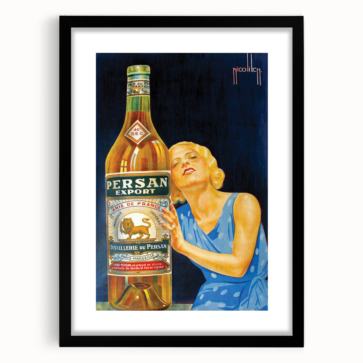 Vintage Persan Export Advertising Poster – Retro Anise Drink Ad Art