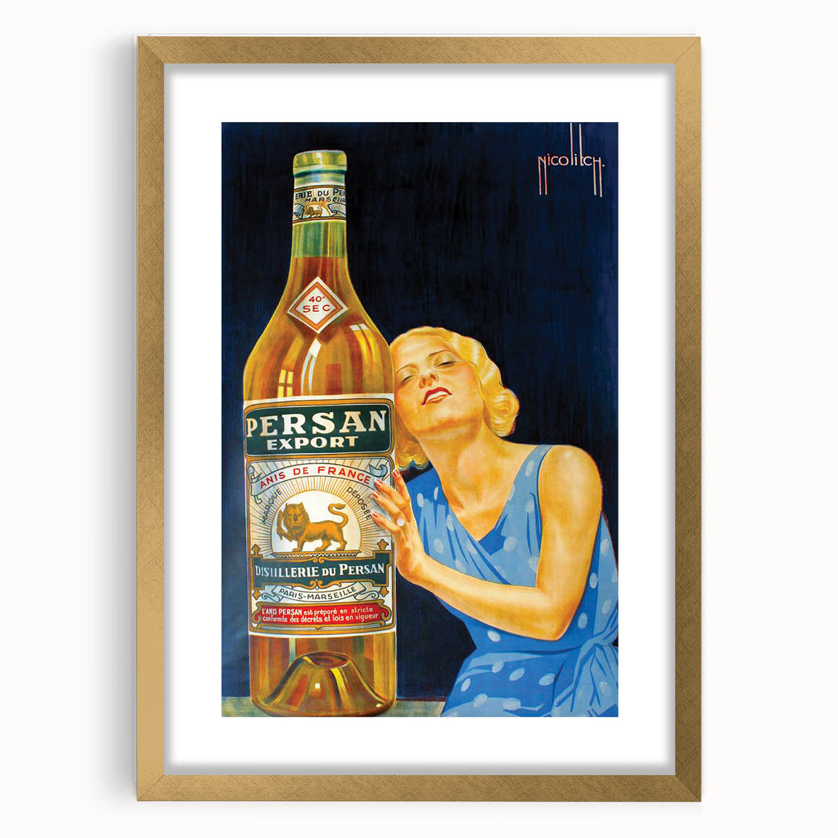 Vintage Persan Export Advertising Poster – Retro Anise Drink Ad Art