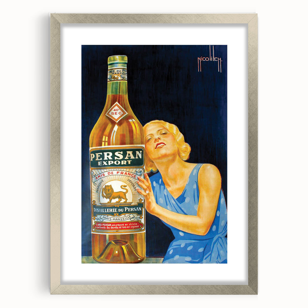 Vintage Persan Export Advertising Poster – Retro Anise Drink Ad Art