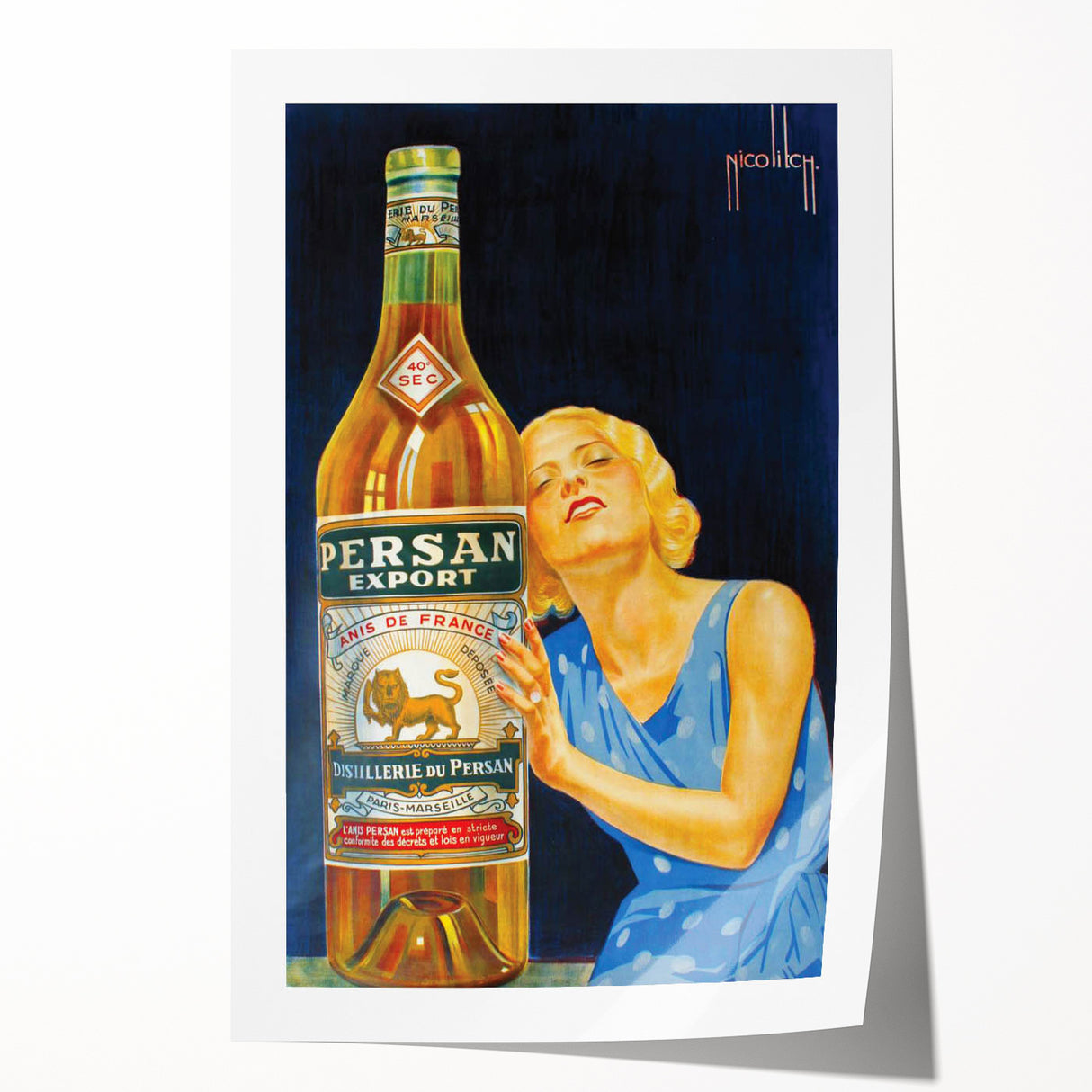 Vintage Persan Export Advertising Poster – Retro Anise Drink Ad Art