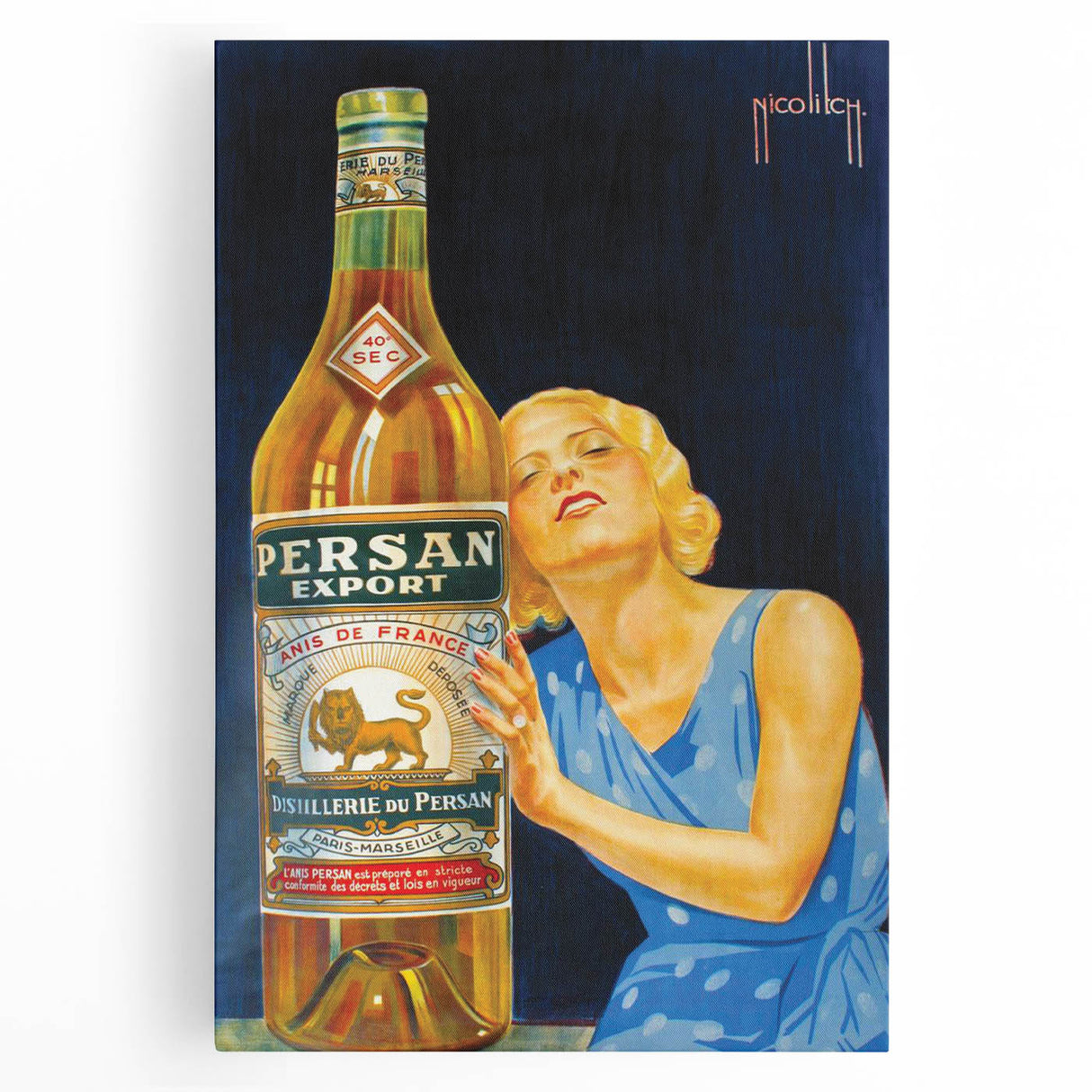 Vintage Persan Export Advertising Poster – Retro Anise Drink Ad Art