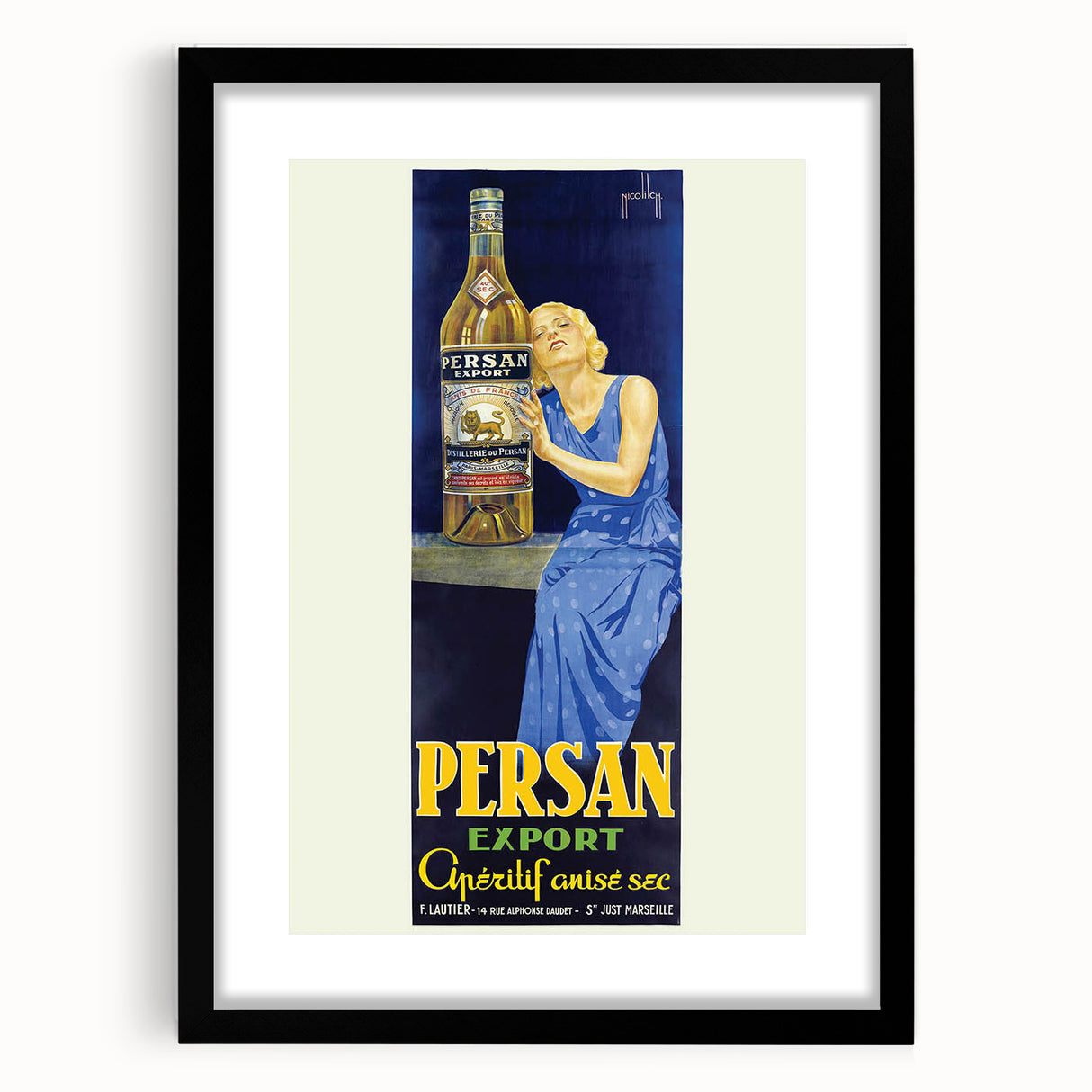 Vintage Persan Export Aniseed Advertising Poster – Retro French Art