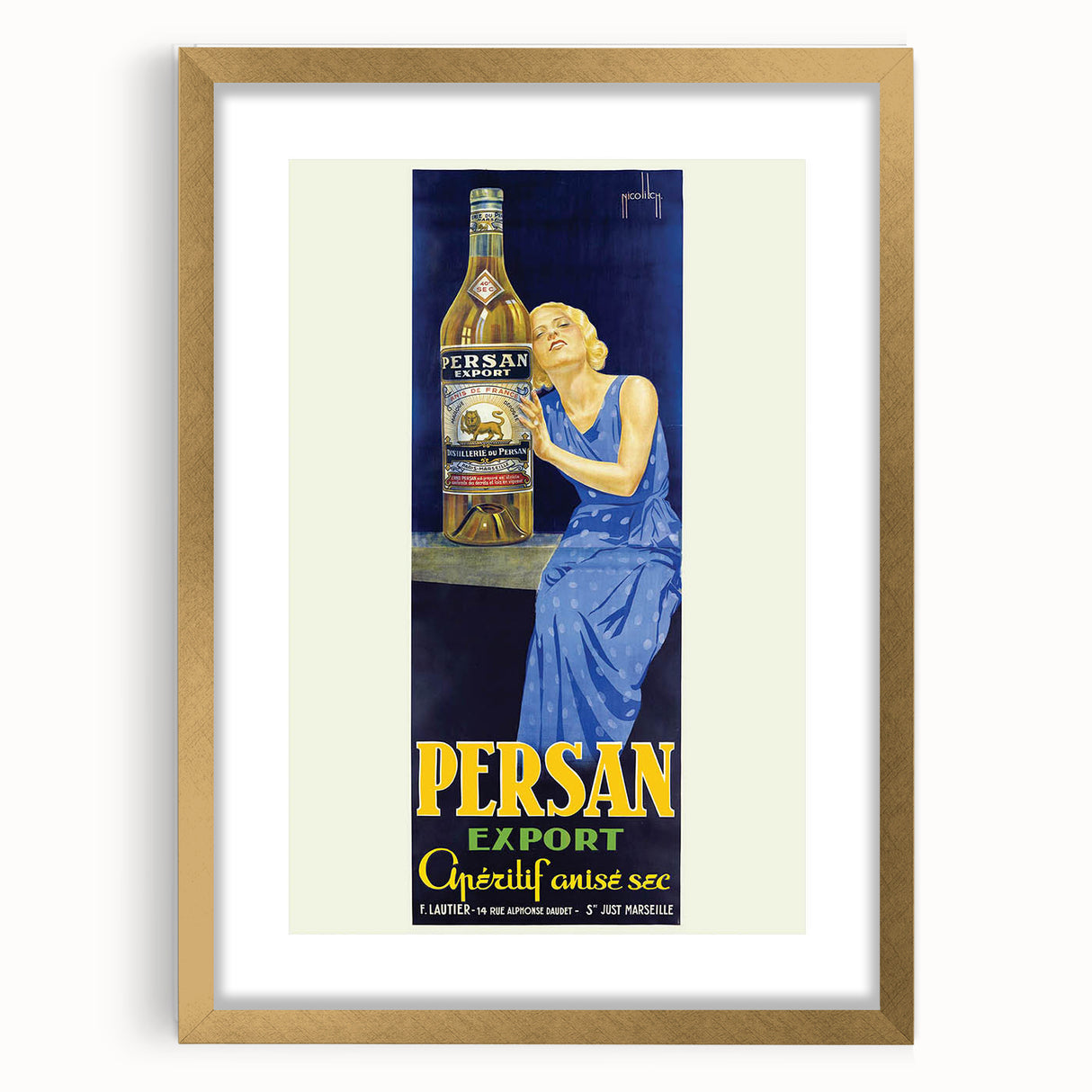 Vintage Persan Export Aniseed Advertising Poster – Retro French Art