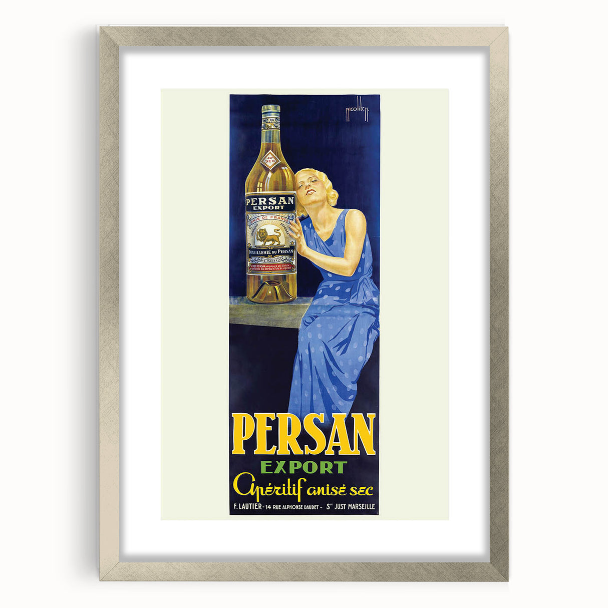 Vintage Persan Export Aniseed Advertising Poster – Retro French Art