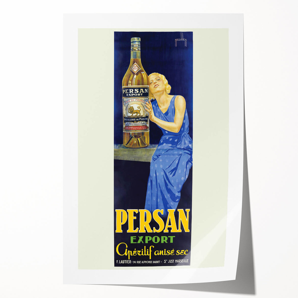 Vintage Persan Export Aniseed Advertising Poster – Retro French Art