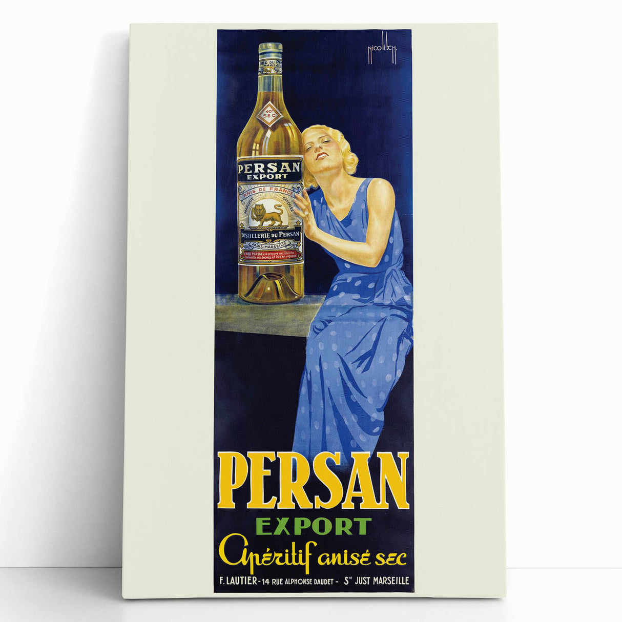 Vintage Persan Export Aniseed Advertising Poster – Retro French Art