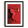 Vintage Red Devil Poster: Retro Art with Bold Design, Unique Print