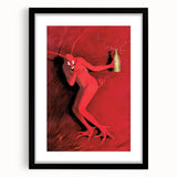 Vintage Red Devil Poster: Retro Art with Bold Design, Unique Print