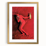 Vintage Red Devil Poster: Retro Art with Bold Design, Unique Print