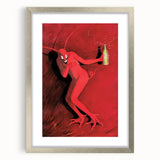 Vintage Red Devil Poster: Retro Art with Bold Design, Unique Print