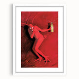 Vintage Red Devil Poster: Retro Art with Bold Design, Unique Print