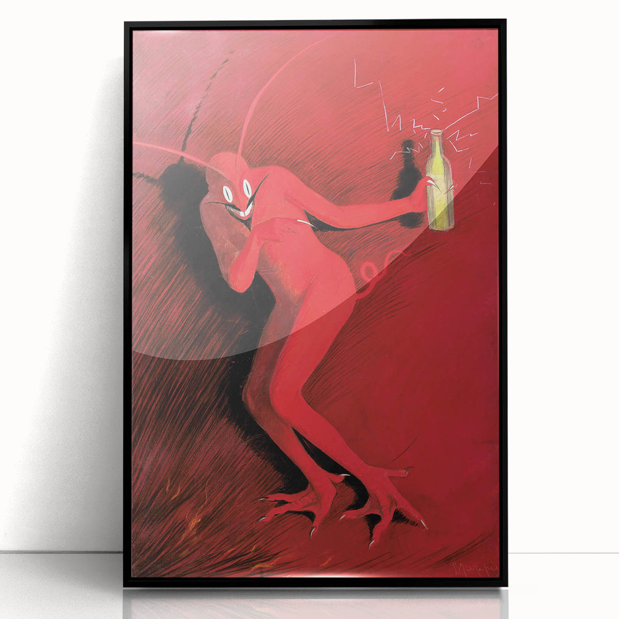 Vintage Red Devil Poster: Retro Art with Bold Design, Unique Print
