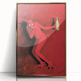 Vintage Red Devil Poster: Retro Art with Bold Design, Unique Print