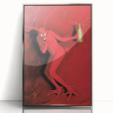 Vintage Red Devil Poster: Retro Art with Bold Design, Unique Print