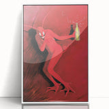 Vintage Red Devil Poster: Retro Art with Bold Design, Unique Print