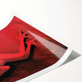 Vintage Red Devil Poster: Retro Art with Bold Design, Unique Print